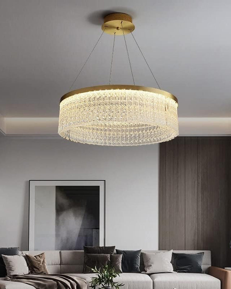WOMO Hammered Glass Round Chandelier-WM2489