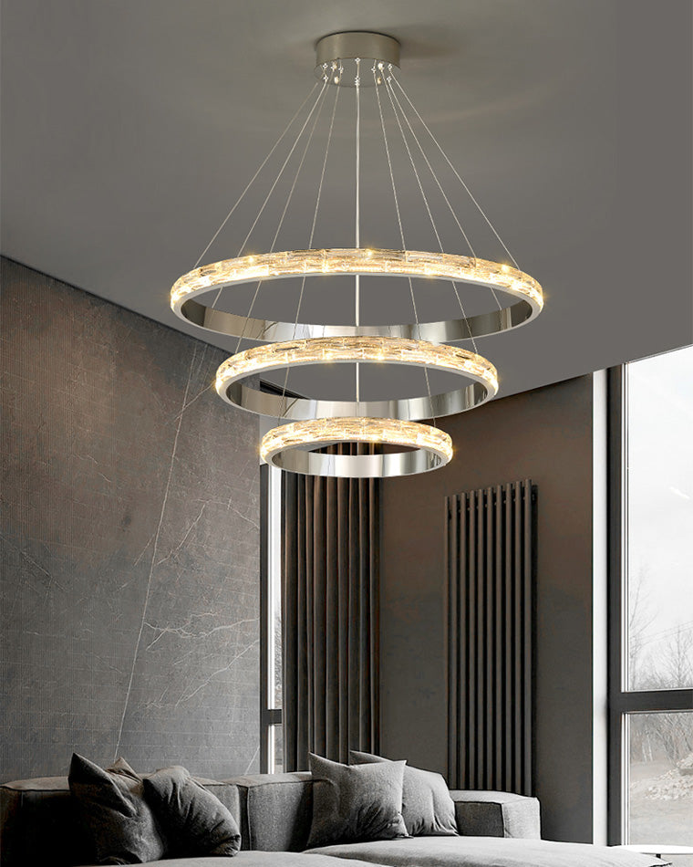 WOMO Tiered Circular Led Crystal Chandelier-WM2491