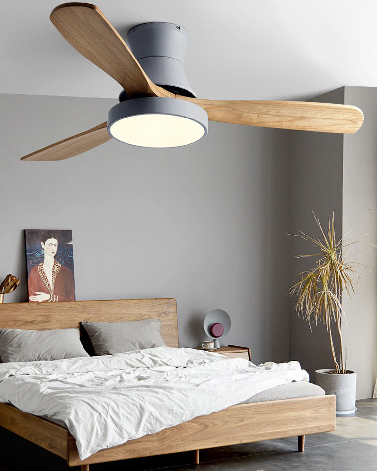WOMO 3 Wood Blade Hugger Ceiling Fan Lamp-WM5120