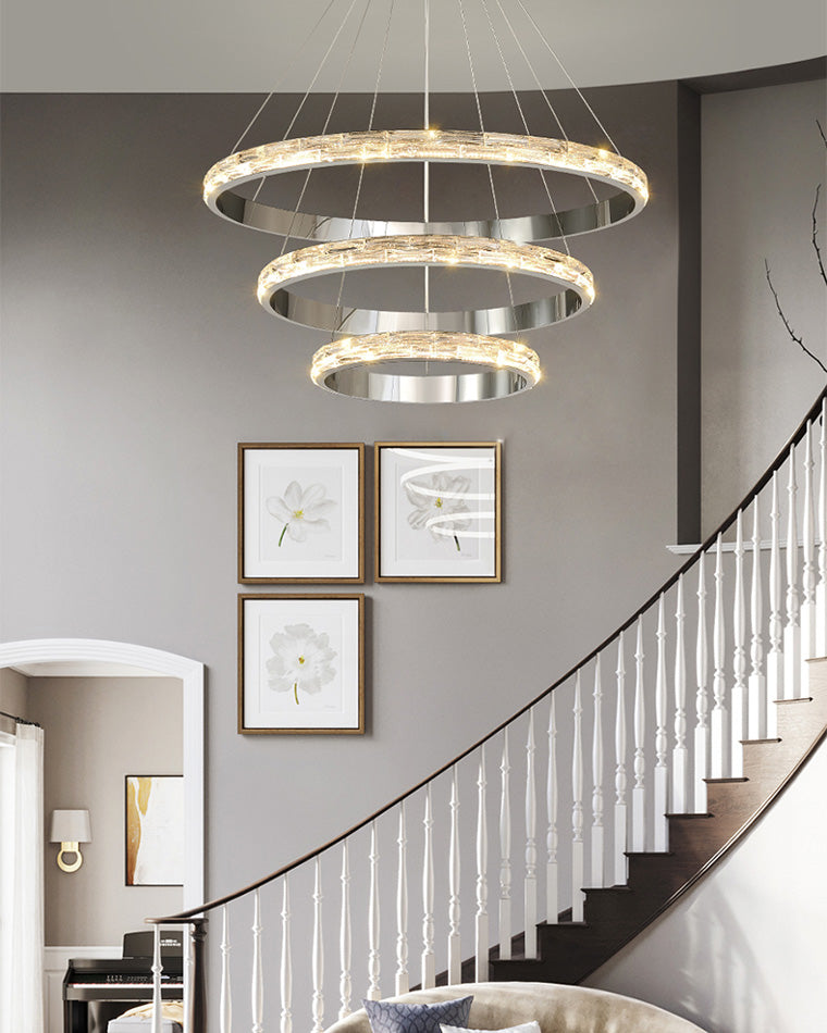 WOMO Tiered Circular Led Crystal Chandelier-WM2491