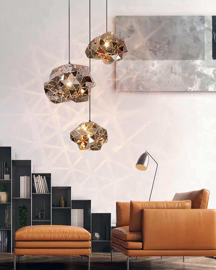 WOMO Geometric Chrome Pendant Light-WM2396