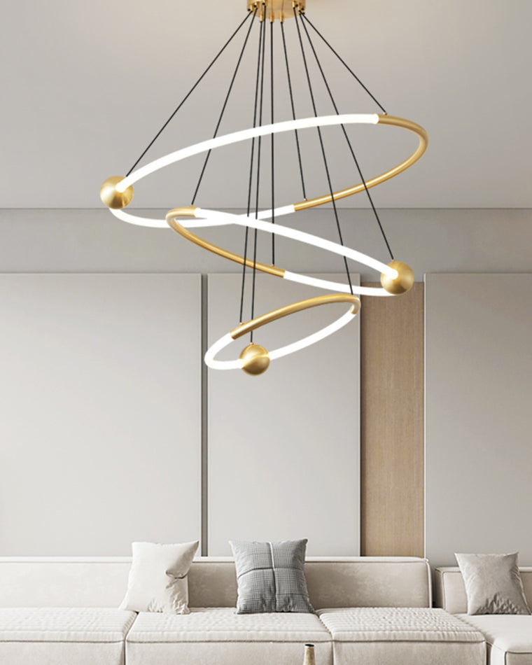 WOMO Circular Led Brass Chandelier-WM2342