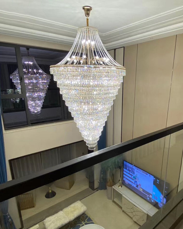 WOMO Oversized Gold Crystal Chandelier-WM2379