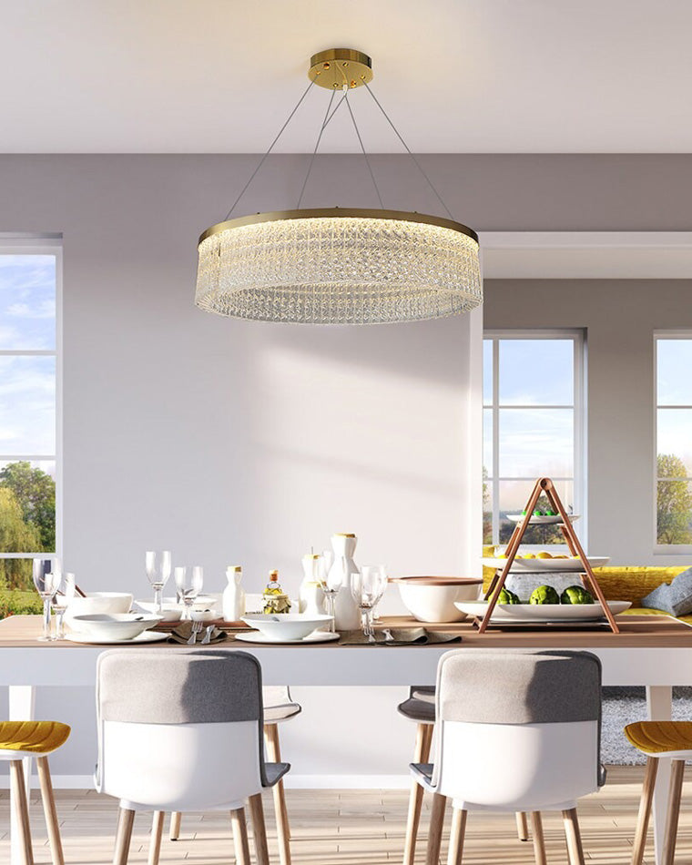 WOMO Hammered Glass Round Chandelier-WM2489