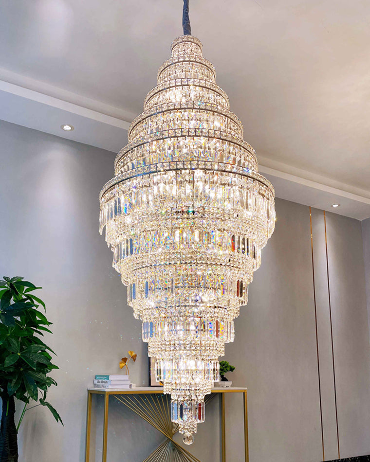 WOMO Tiered Crystal Foyer Chandelier-WM2389