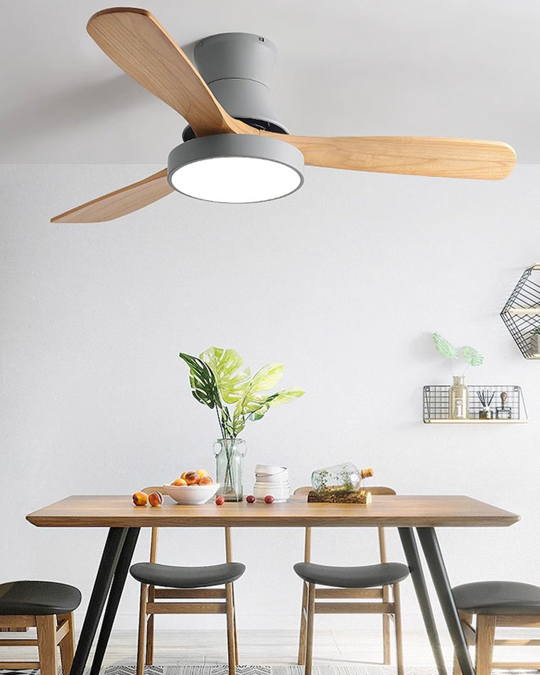 WOMO 3 Wood Blade Hugger Ceiling Fan Lamp-WM5120