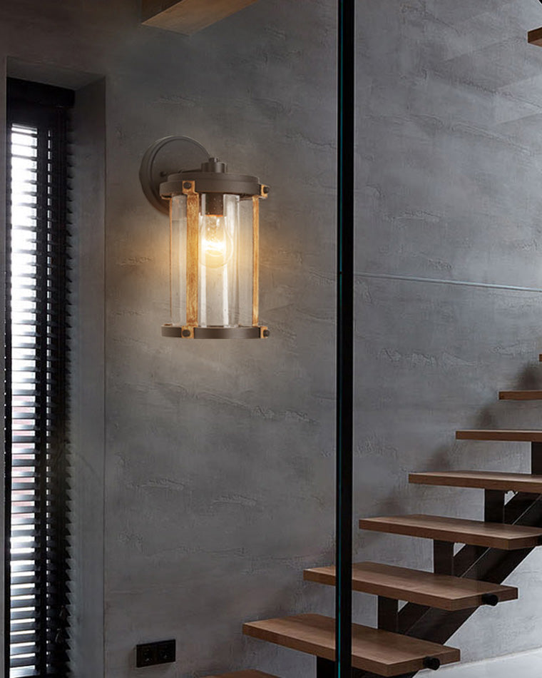 WOMO Rustic Seeded Glass Outdoor Sconce-WM9146