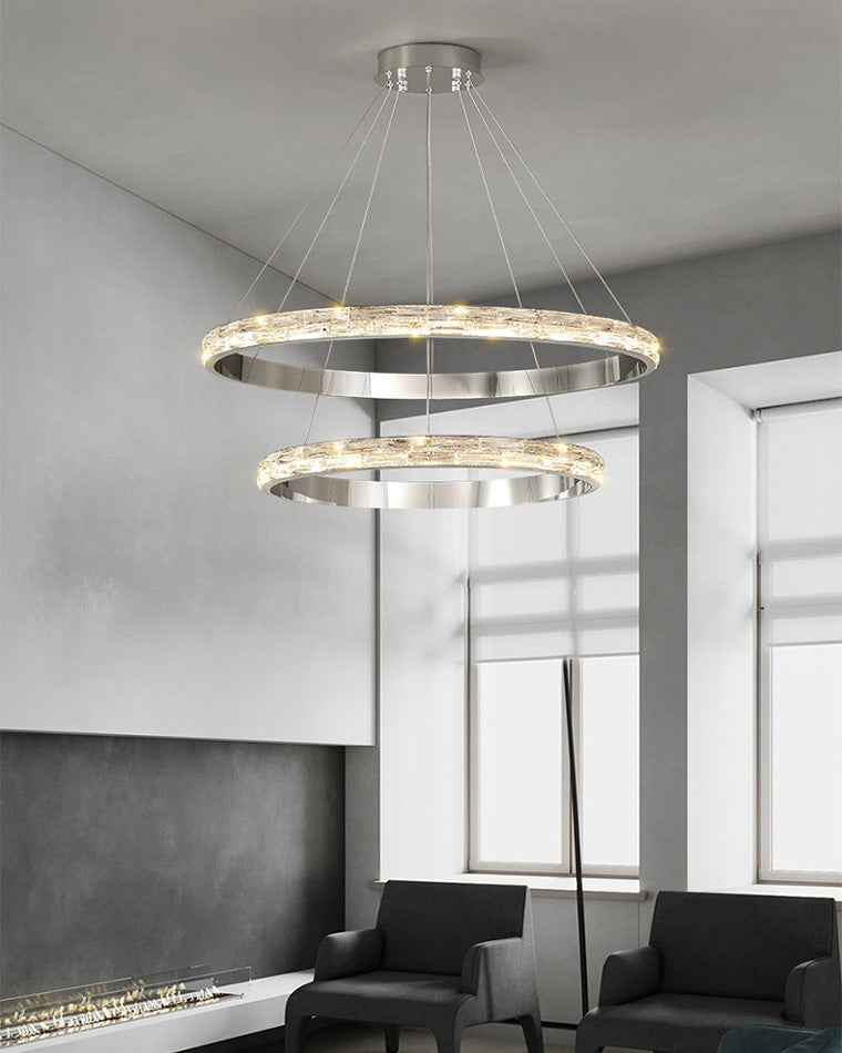 WOMO Tiered Circular Led Crystal Chandelier-WM2491