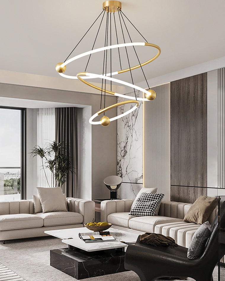 WOMO Circular Led Brass Chandelier-WM2342