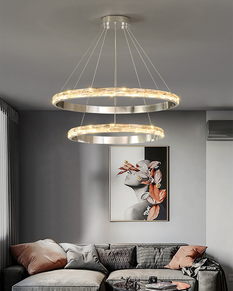 WOMO Tiered Circular Led Crystal Chandelier-WM2491