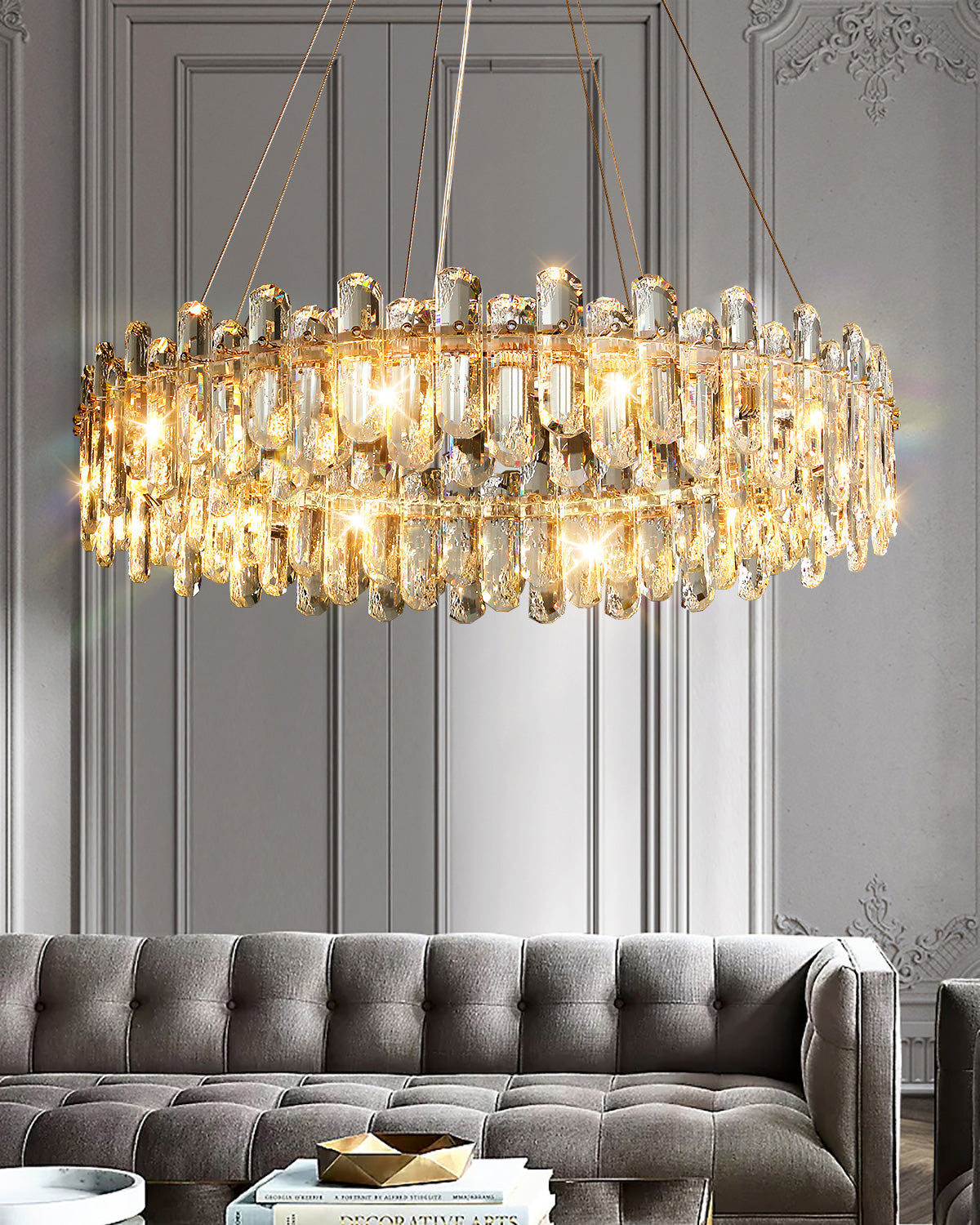WOMO Crystal Round/Linear Chandelier-WM2406