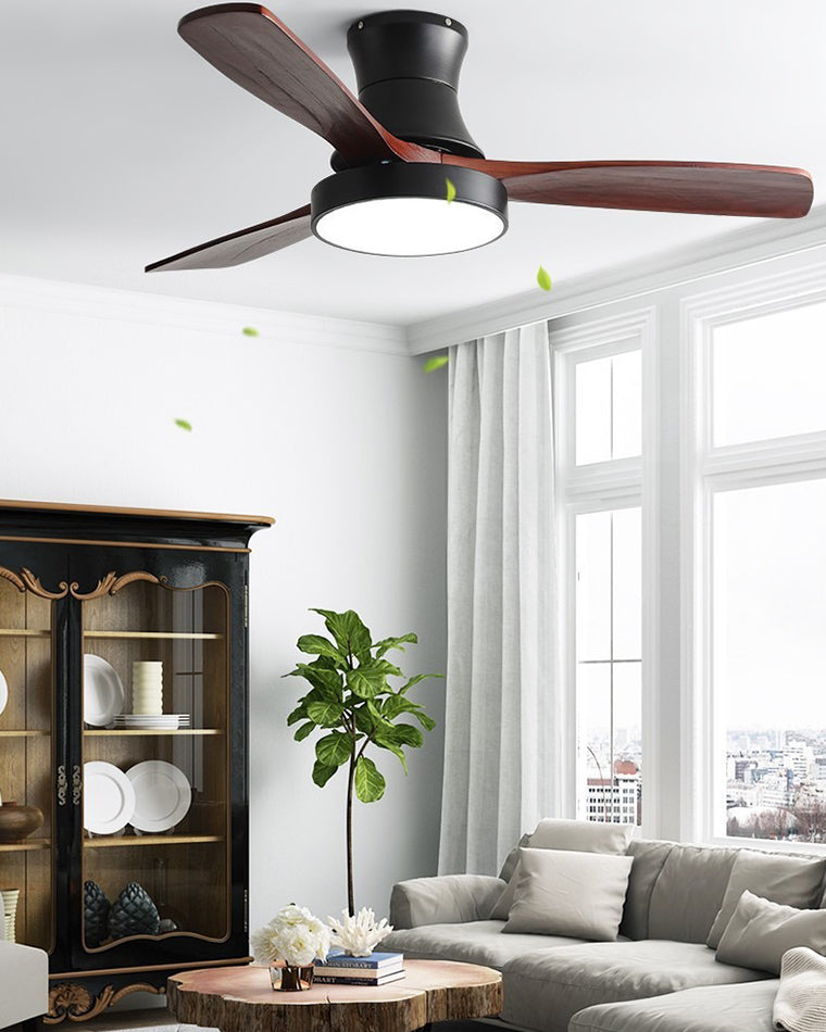 WOMO 3 Wood Blade Hugger Ceiling Fan Lamp-WM5120