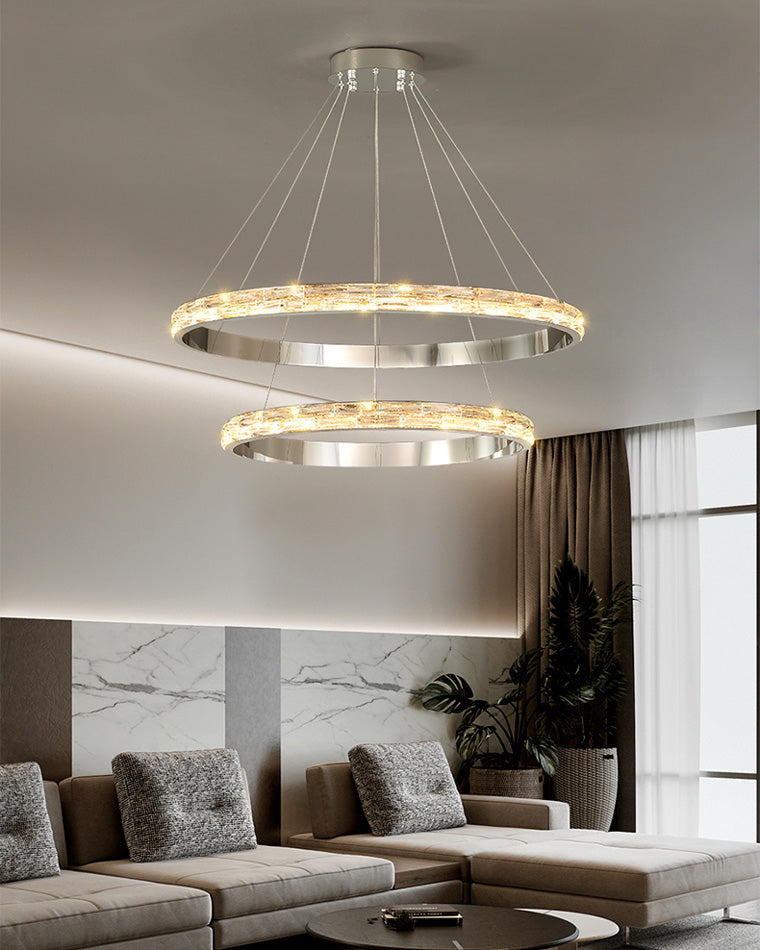 WOMO Tiered Circular Led Crystal Chandelier-WM2491