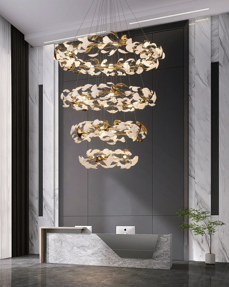 WOMO Circular Tiered Gingko Chandelier-WM2427