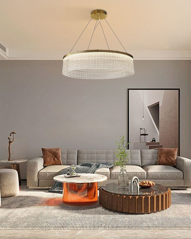 WOMO Hammered Glass Round Chandelier-WM2489