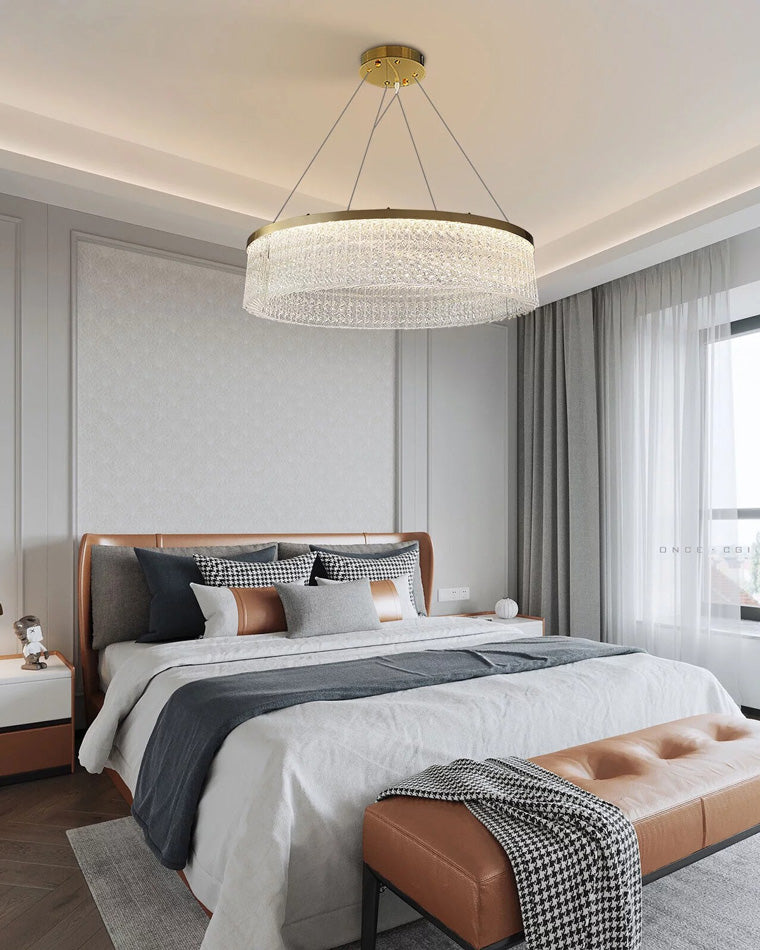 WOMO Hammered Glass Round Chandelier-WM2489