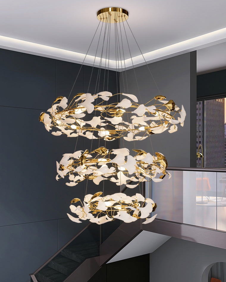 WOMO Circular Tiered Gingko Chandelier-WM2427