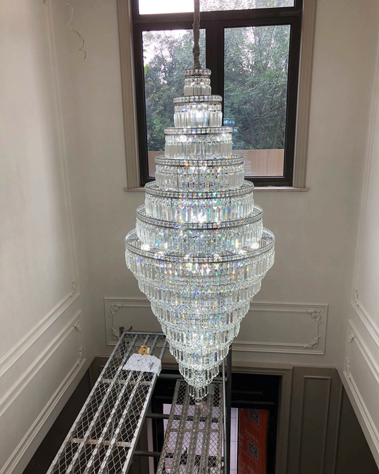 WOMO Tiered Crystal Foyer Chandelier-WM2389