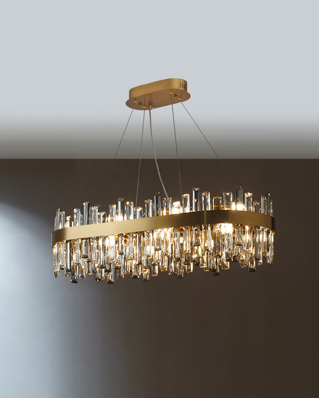 WOMO Long Oval Crystal Chandelier-WM2486