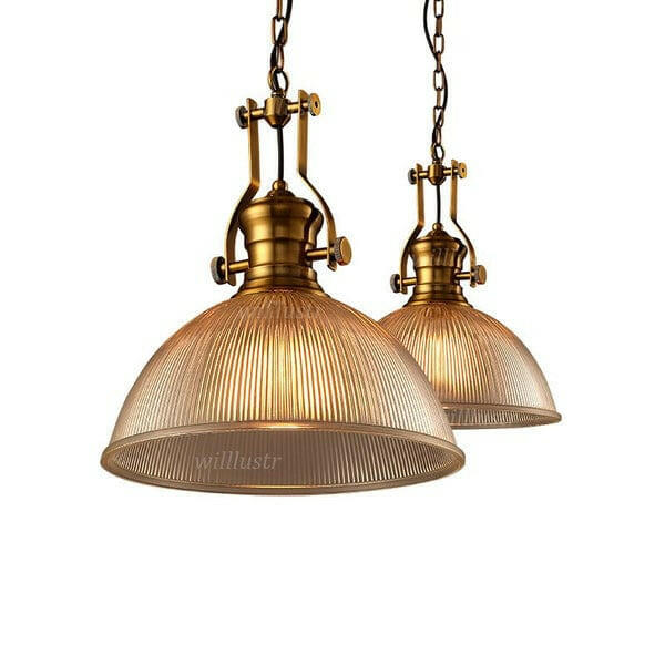 Brisell - Vintage Dome Pendant Lamp with Ribbed Glass