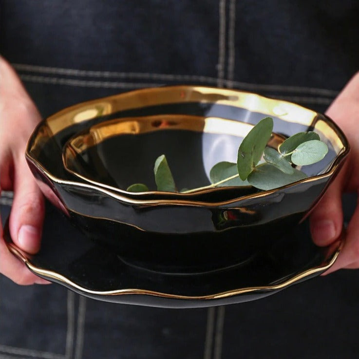 Nora Black White Dinnerware Set