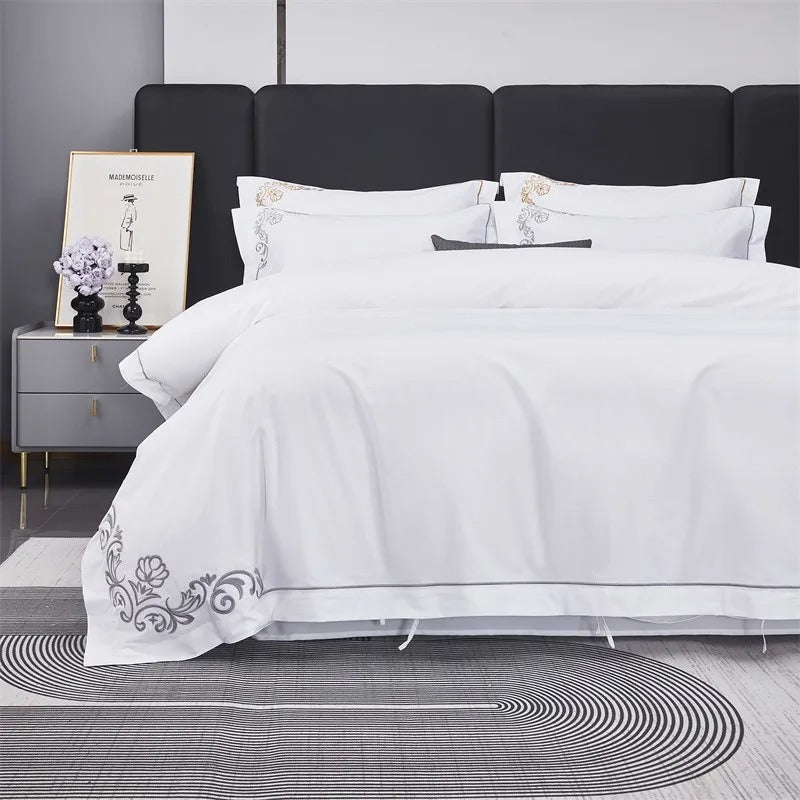 Lagertha Hotel Silver Embroidered Bedding Set
