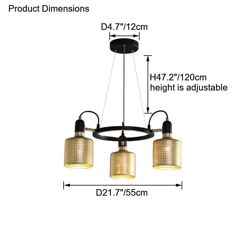 WOMO Industrial Adjustable Gold Chandelier-WM2262