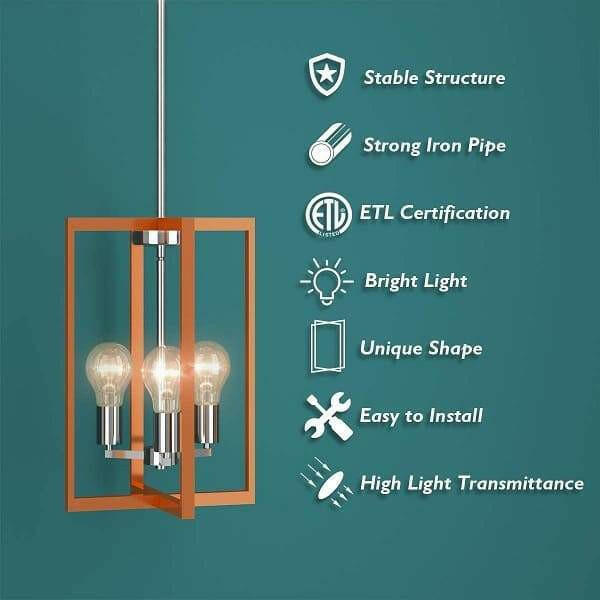 Lauren - Modern Industrial Hanging Pendant Lamp with Iron Square Lamp Shade