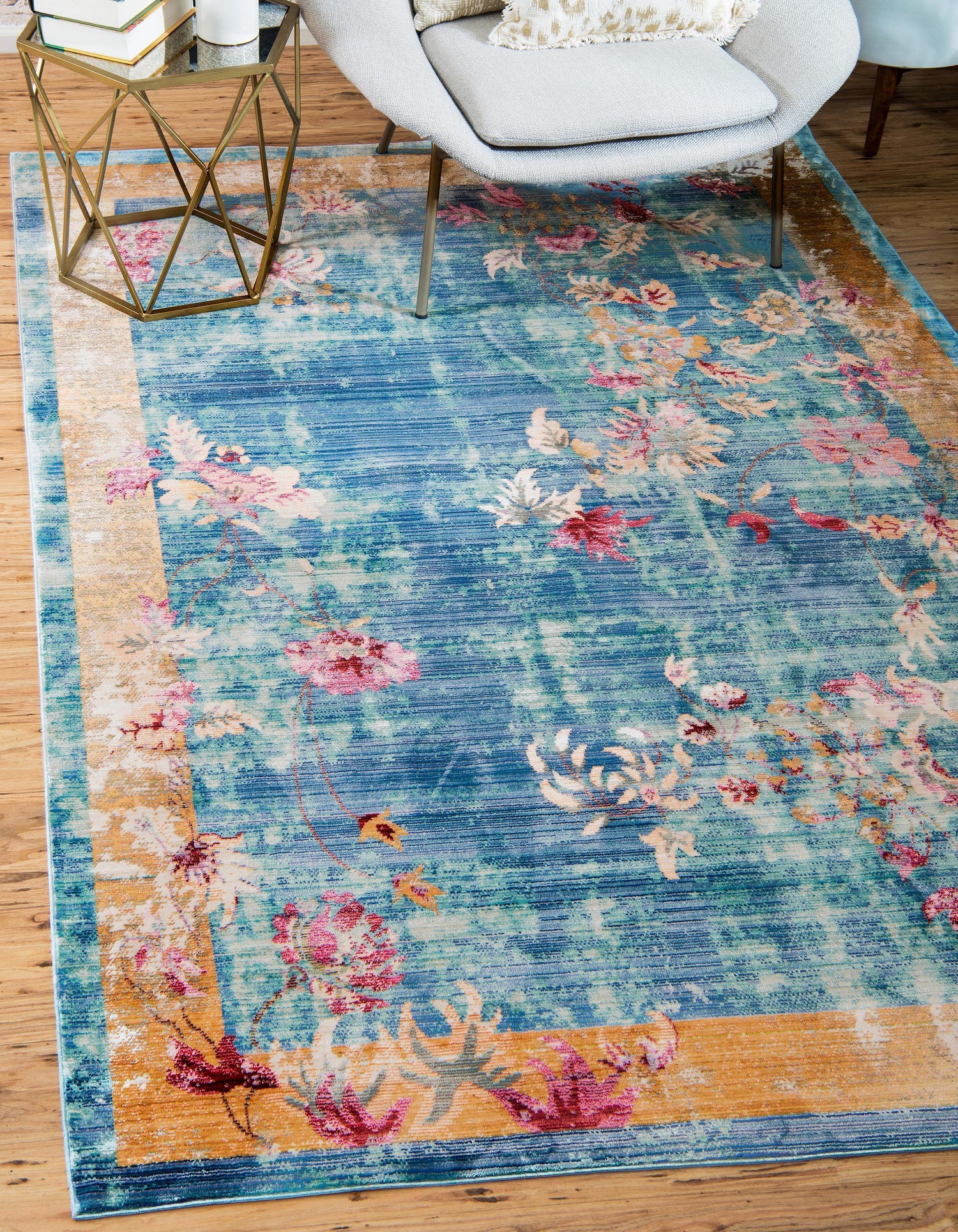 Johan - Vintage Floral Rug - Nordic Side - feed-cl0-over-80-dollars, unique-loom, us-only, us-ship
