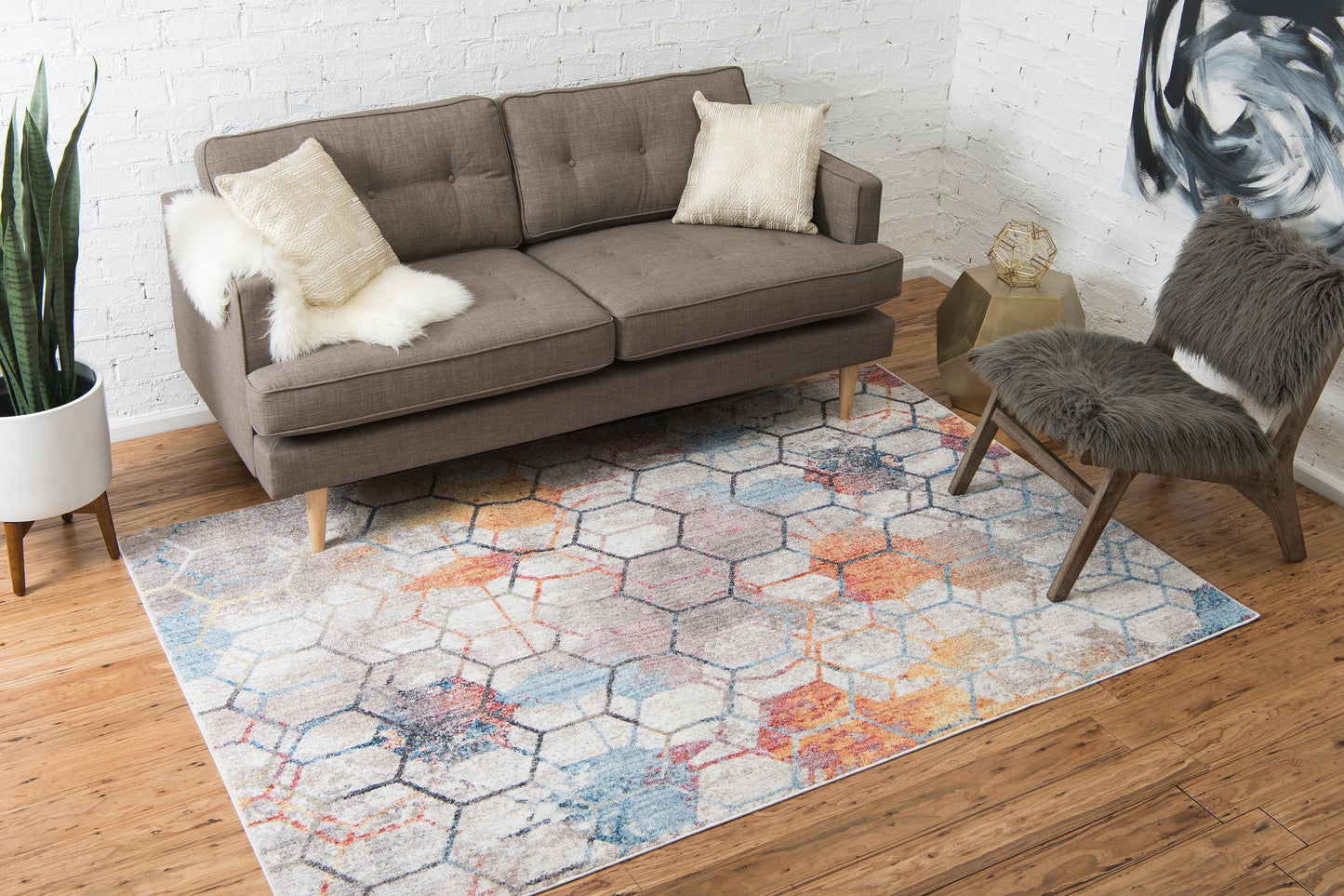 Reuben - Hexagon Pattern Color Blend Rug - Nordic Side - feed-cl0-over-80-dollars, unique-loom, us-only, us-ship