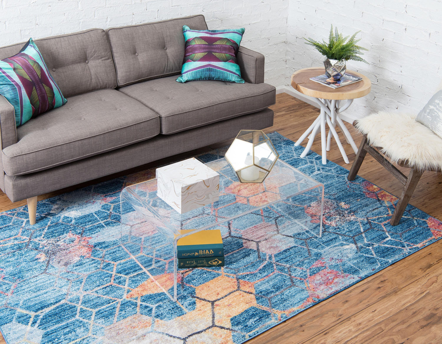 Reuben - Hexagon Pattern Color Blend Rug - Nordic Side - feed-cl0-over-80-dollars, unique-loom, us-only, us-ship