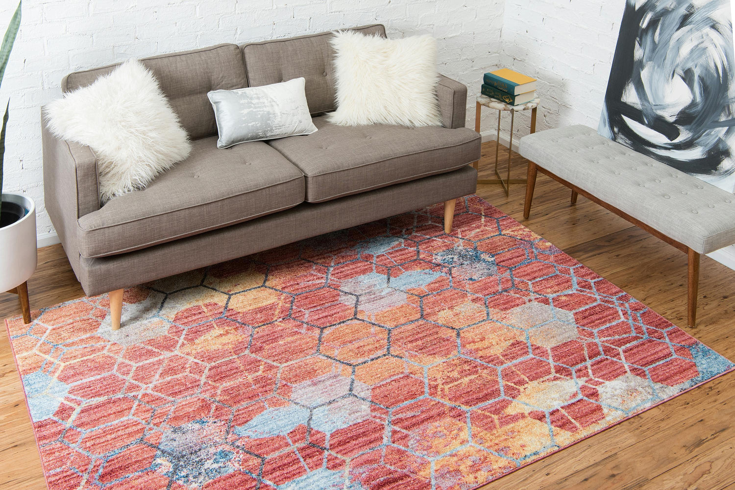 Reuben - Hexagon Pattern Color Blend Rug - Nordic Side - feed-cl0-over-80-dollars, unique-loom, us-only, us-ship