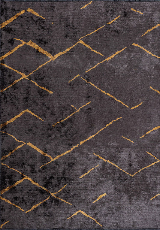 Wave Mustard - Charcoal Rug