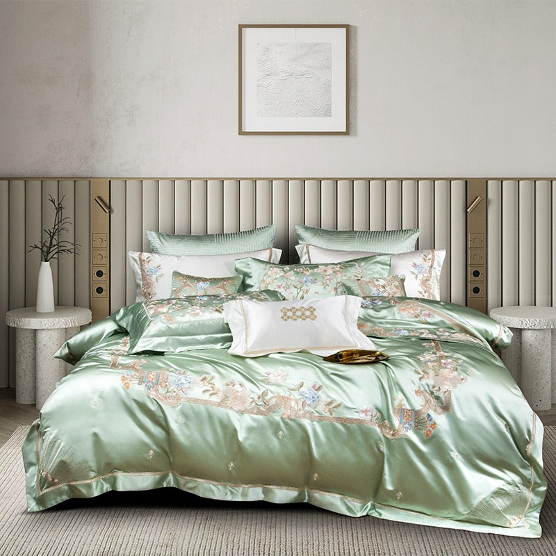 Esana Green Embroidery Egyptian Cotton Bedding Set