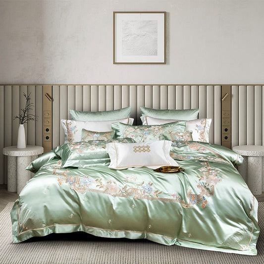 Esana Green Embroidery Egyptian Cotton Bedding Set