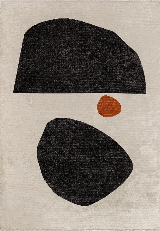 Rock Black - Ecru Rug