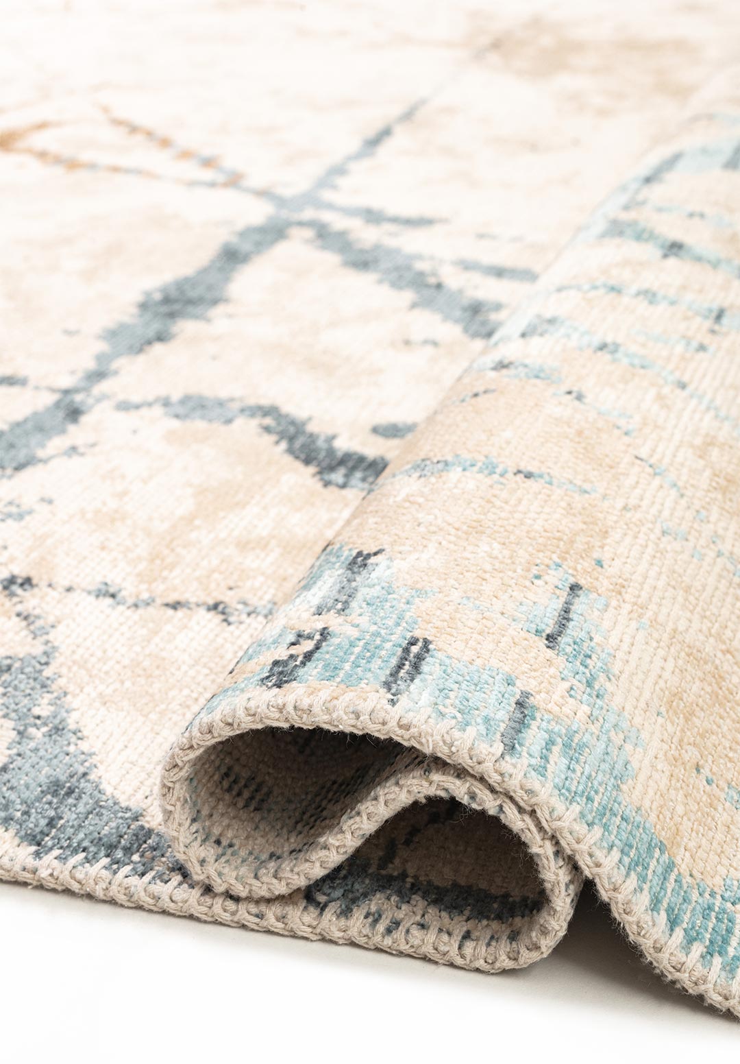 Crack Blue - Ecru Rug