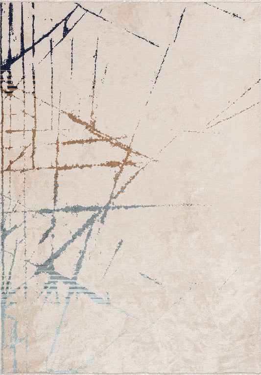 Crack Blue - Ecru Rug