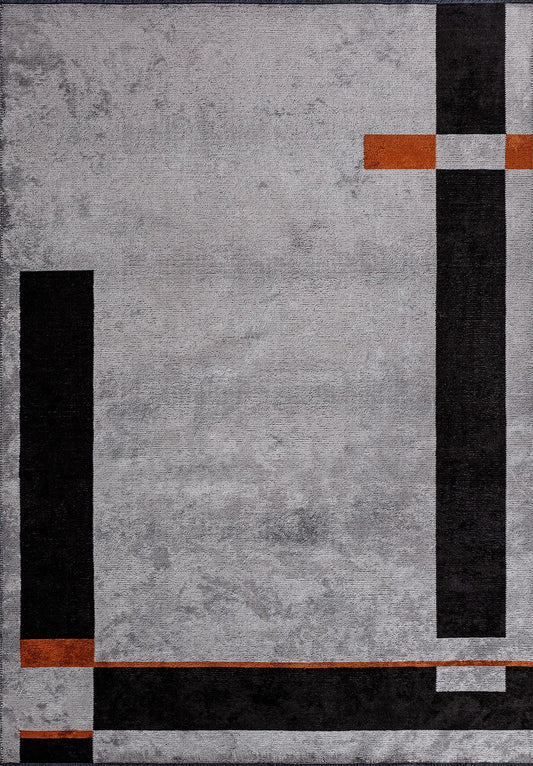 Tetris Black - Light Grey Rug