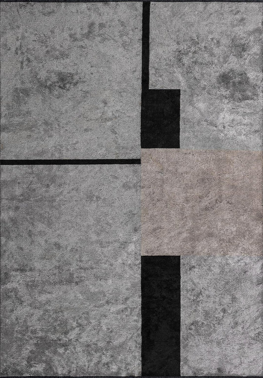 Block Black - Light Grey Rug