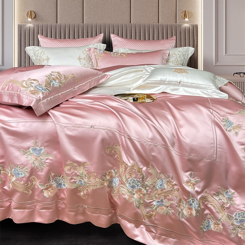 Esana Pink Embroidery Egyptian Cotton Bedding Set