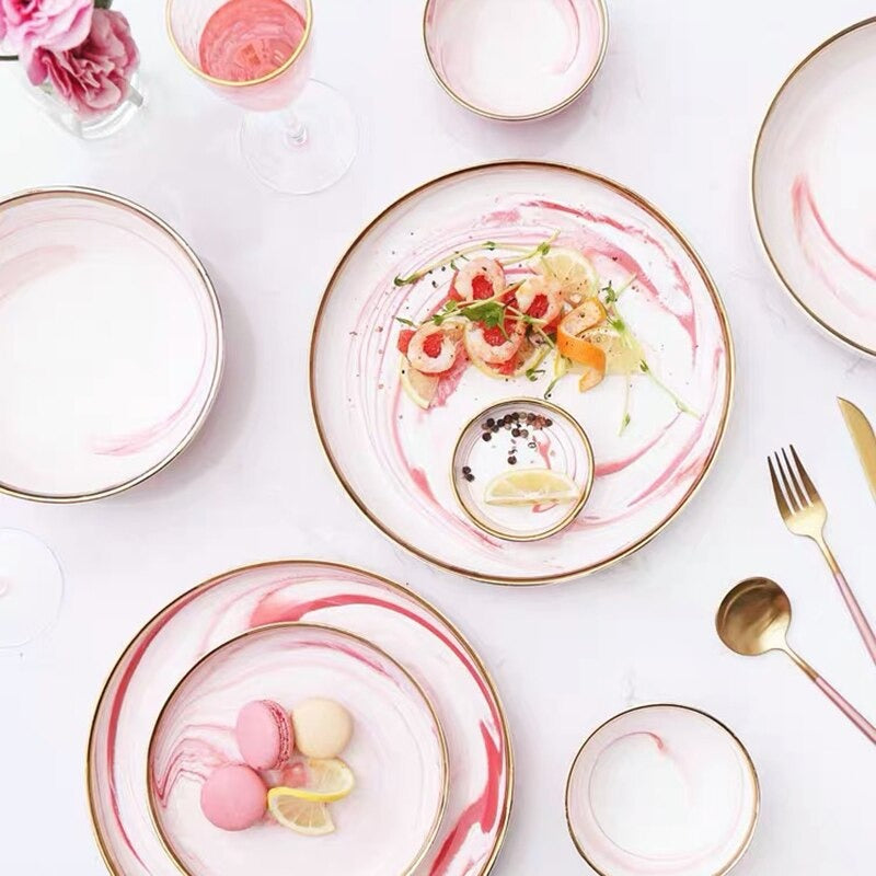 Catalina Pink Marble Luxury Dinnerware Set