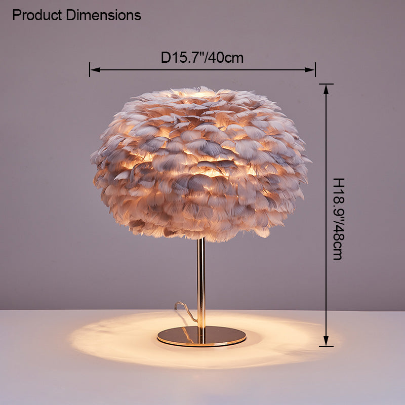 WOMO Pretty Round Feather Table Night Lamp-WM8038
