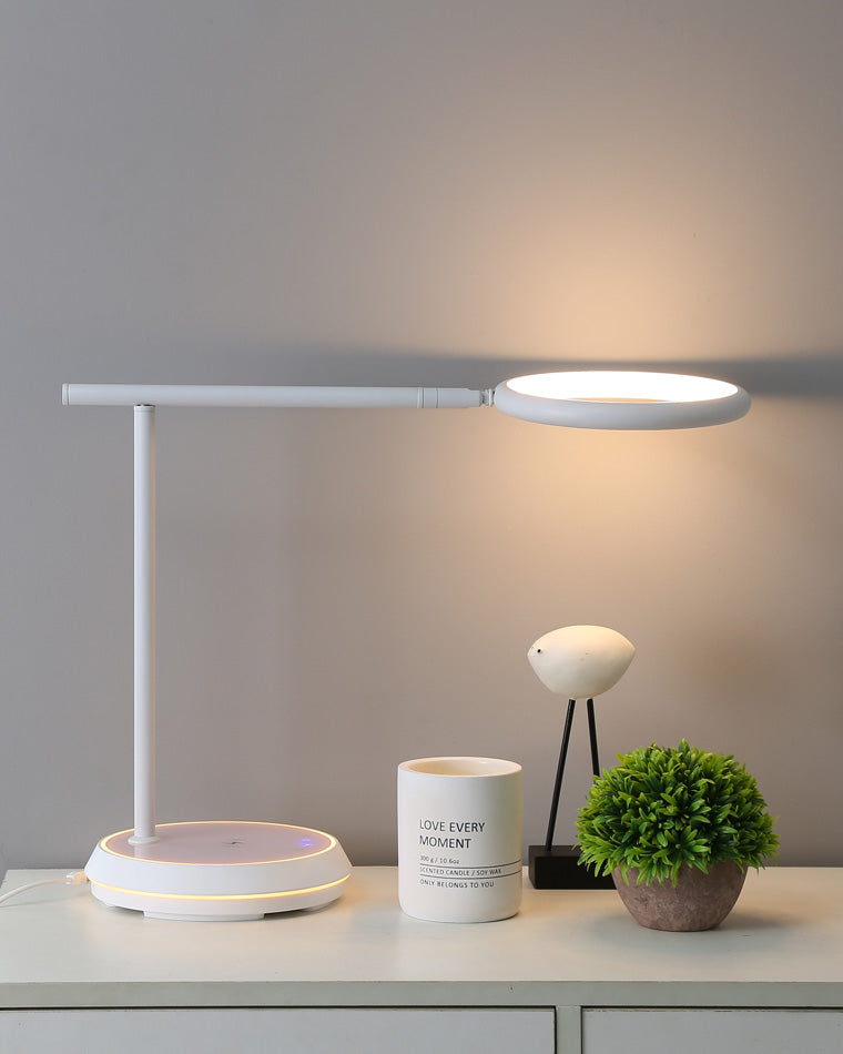 WOMO Dimmable Touch Round Desk Lamp with Wireless Charger-WM8042