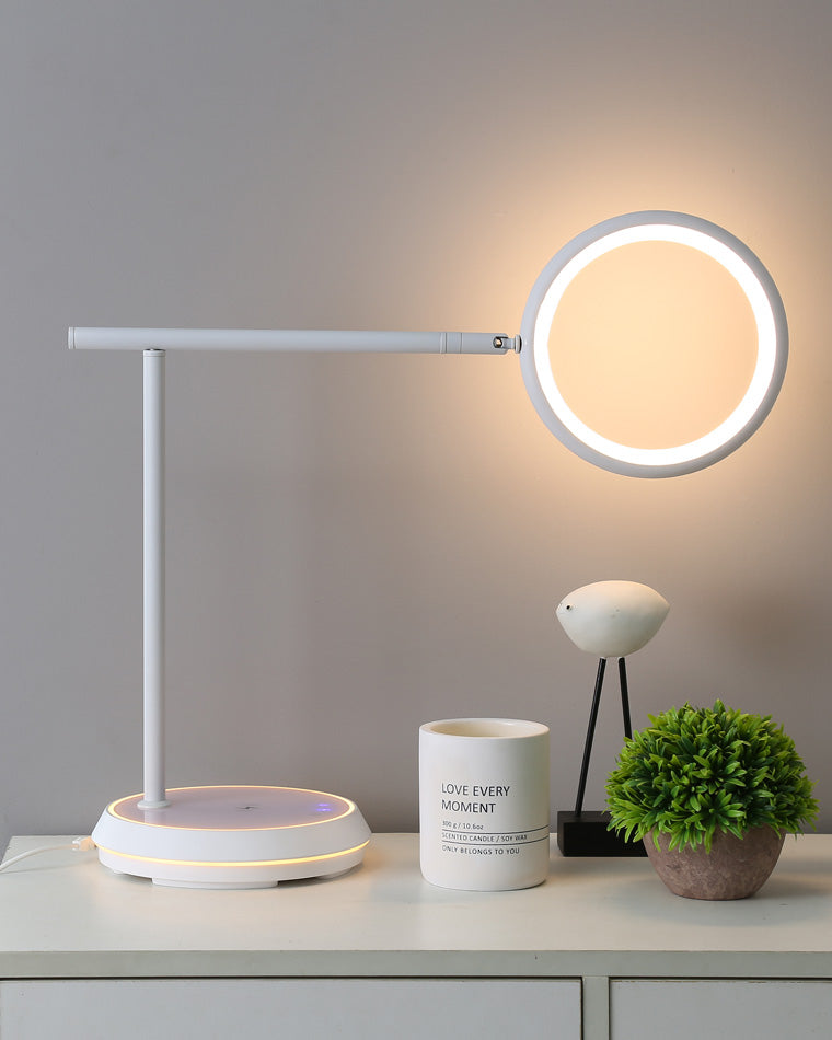 WOMO Dimmable Touch Round Desk Lamp with Wireless Charger-WM8042
