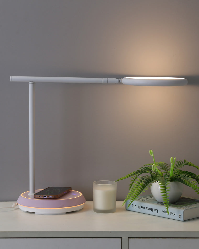 WOMO Dimmable Touch Round Desk Lamp with Wireless Charger-WM8042