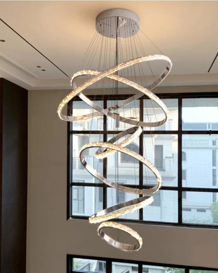 WOMO Tiered Circular Led Crystal Chandelier-WM2491