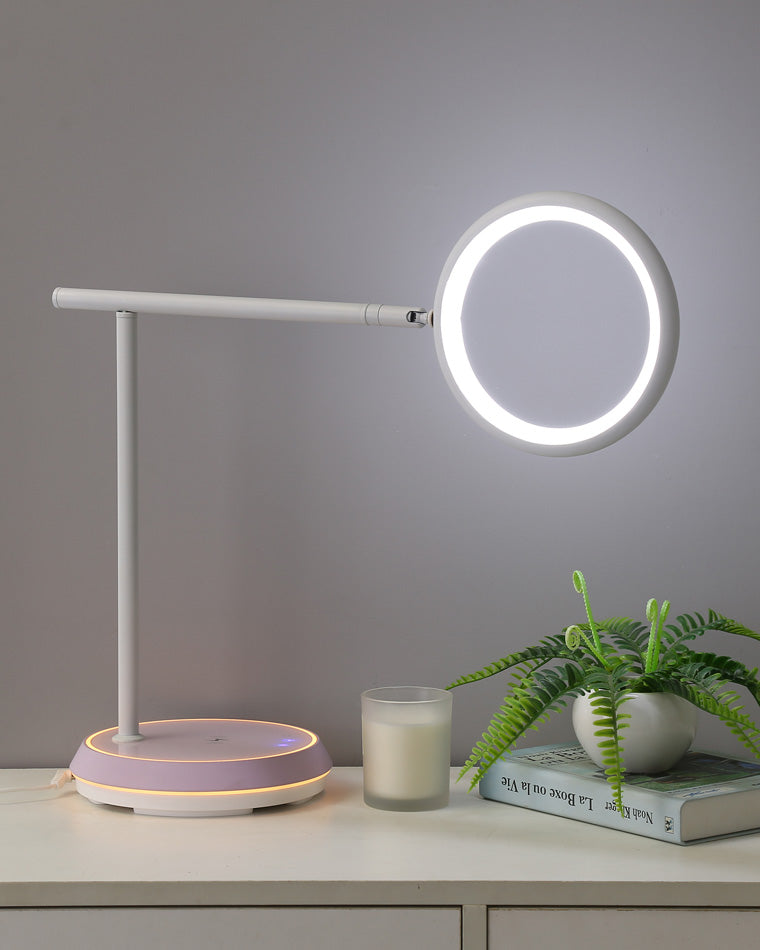 WOMO Dimmable Touch Round Desk Lamp with Wireless Charger-WM8042