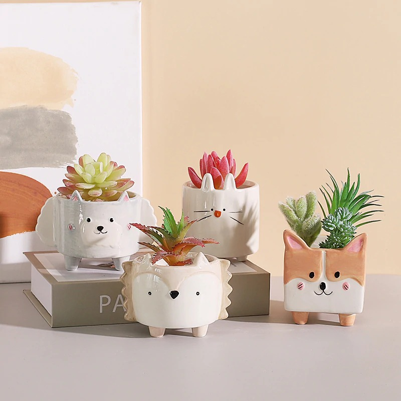 HomeQuill‚Ñ¢ Miniature Animal Succulent Pots - Nordic Side - 