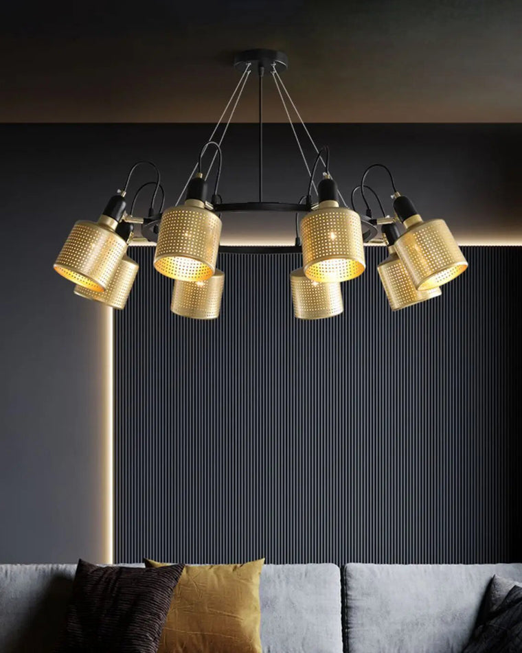 WOMO Industrial Adjustable Gold Chandelier-WM2262